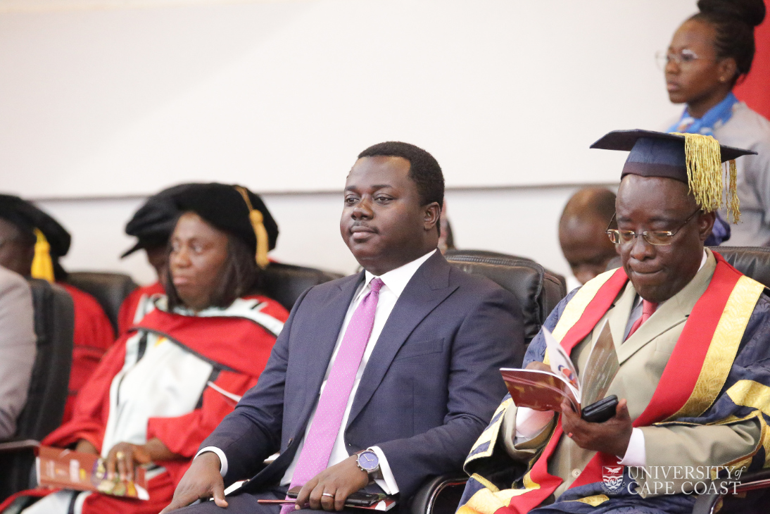 Deputy Minister of Education, Hon. John Ntim Fordjour seated next to the Chancellor