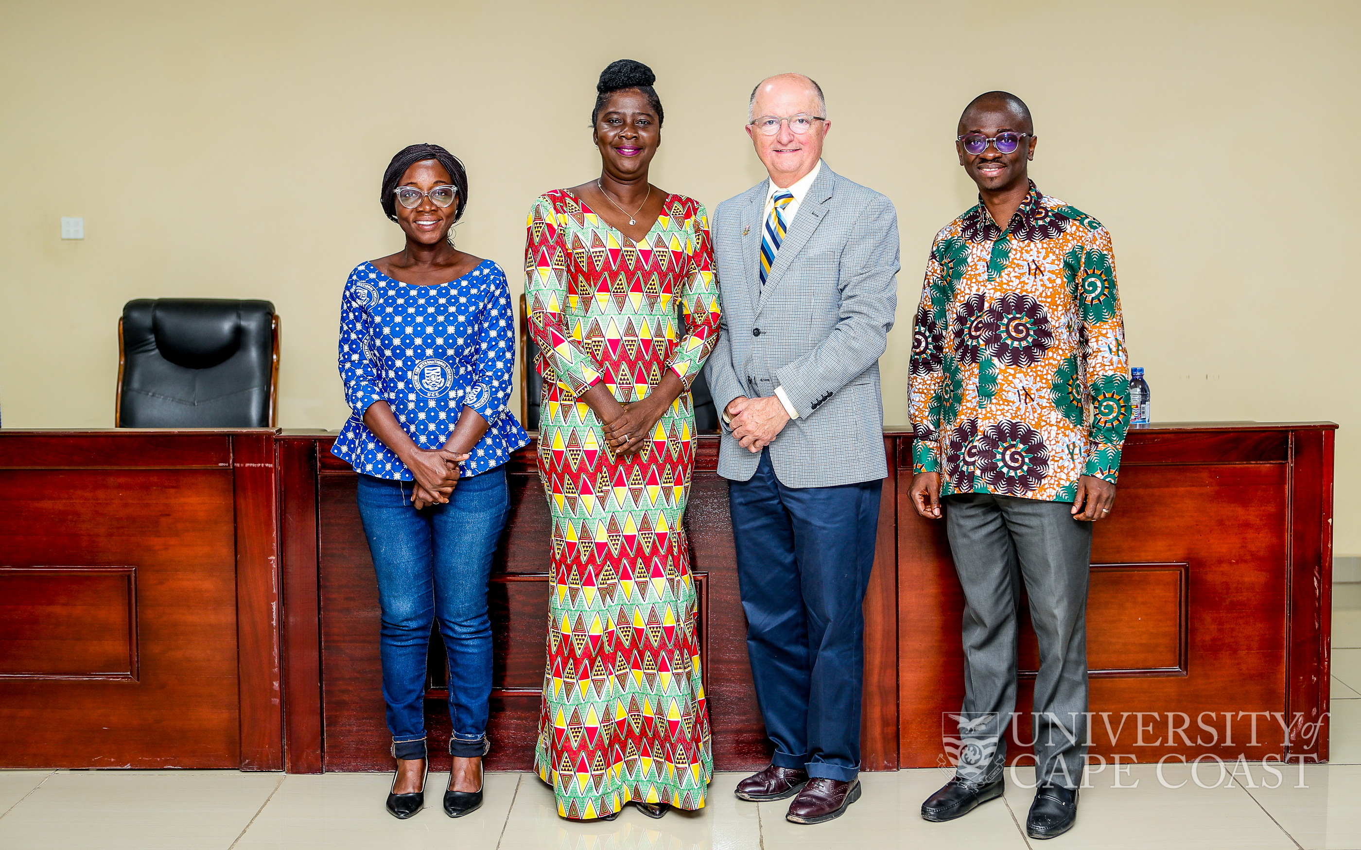 Prof Boohene (2nd from left) and Dr Wingert in a photo with Dr. Bert Boadi Kusi (right)