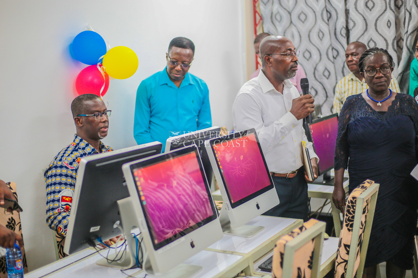 UCC Alumnus, Prof. John Kofi Dogbe takes guests at the launch on a tour of the facility