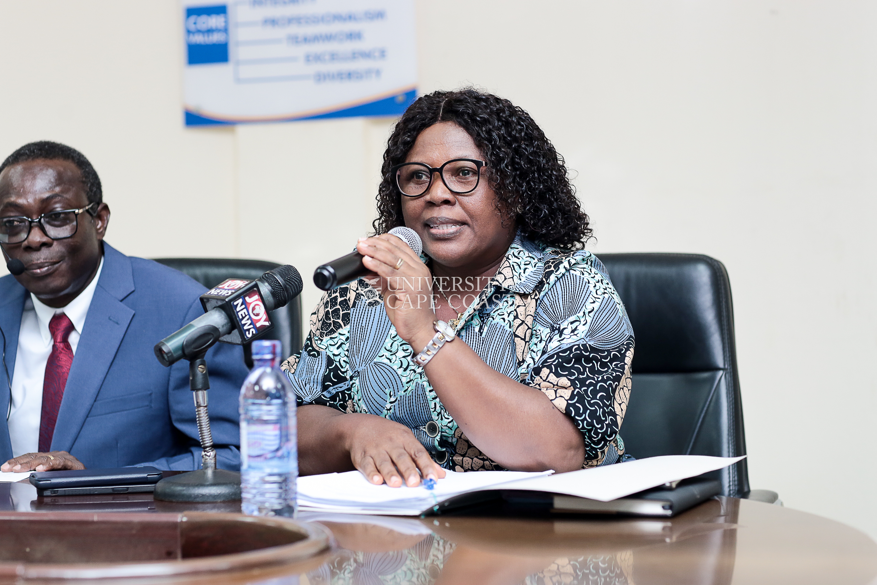 Director, Institute of Education, Prof. Christine Adu-Yeboah (in shot) speaking at the ceremony