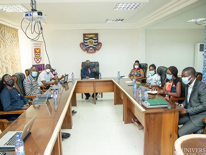 Middle: Prof. Frederick Ato Armah, Director-DRIC; From Right: Prof. Philip Antwi-Agyei, Director-OGR KNUST, Dr. Nadia Tagoe, Grants and Research Manager -OGR and Mrs. Amanda Owusu-Asare, Assistant Registrar-OGR, Prof. Dorcas Obiri-Yeboah, Deputy Director- Middle: Prof. Frederick Ato Armah, Director-DRIC; From Right: Prof. Philip Antwi-Agyei, Director-OGR